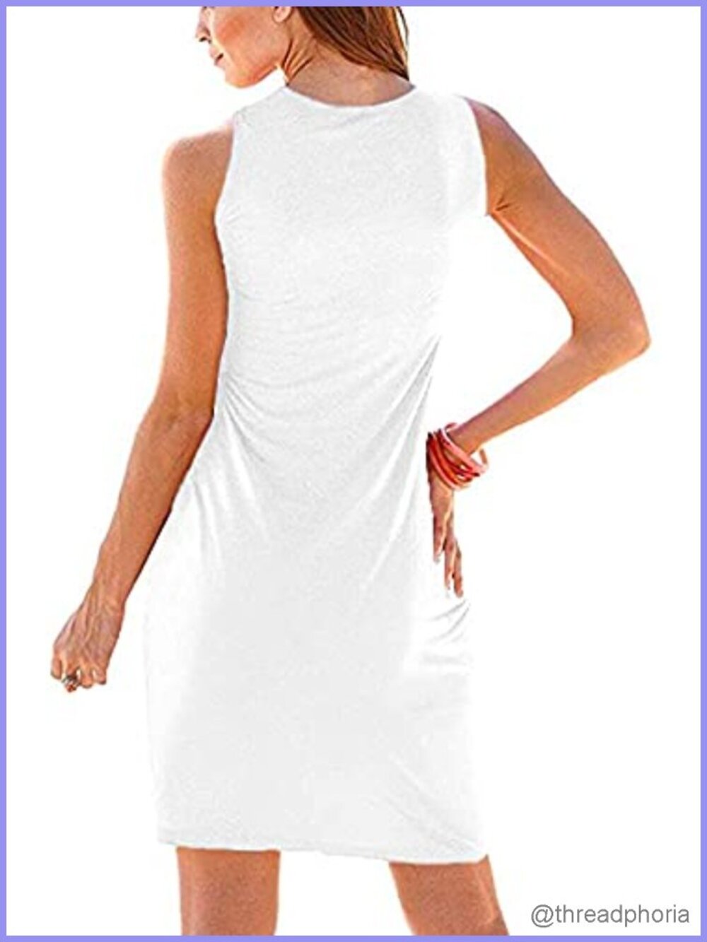 Sleeveless Loose Tank Dress Pleated A-Line Summer Beach Vacation - Picture 4 of 5